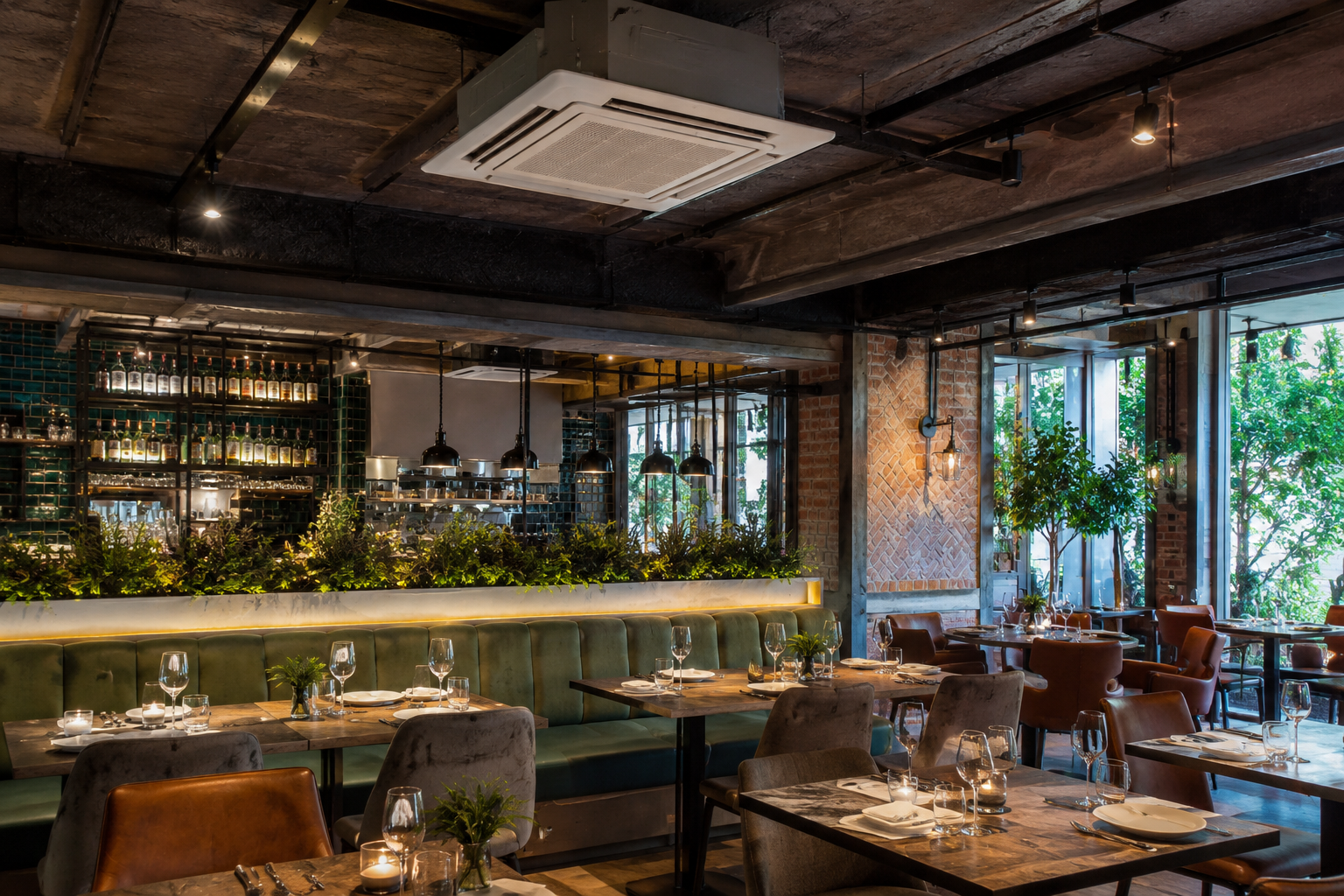 Restaurant air conditioning installation in London dining area